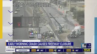 Cement Mixer Tumbles Over Wall Causing I-15 Delays