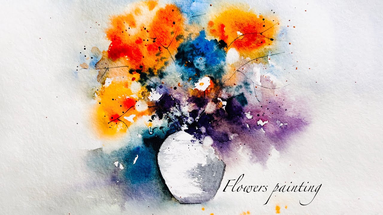 Watercolor Flowers with Rain Sounds | Peaceful Brush & Ambient Painting ASMR