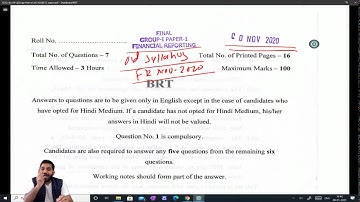 SOLUTION Financial Reporting (FR) NOV. 2020 EXAM OLD SYLLABUS BY CA DR MANOJ KUMAR GUPTA