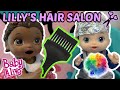 BABY ALIVE goes to THE HAIR SALON! NEW HAIR COLOR! The Lilly and Mommy Show! The TOYTASTIC Sisters!