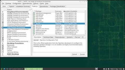 Installation of LXQT Desktop using Yast Software Manager in OpenSuse Leap 15.4