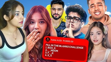 FILL IN BLANKS CHALLENGE TO STREAMERS | JONATHAN GAMING | PAYAL GAMING | BGMI | MIZO | LOLZZZ GAMING