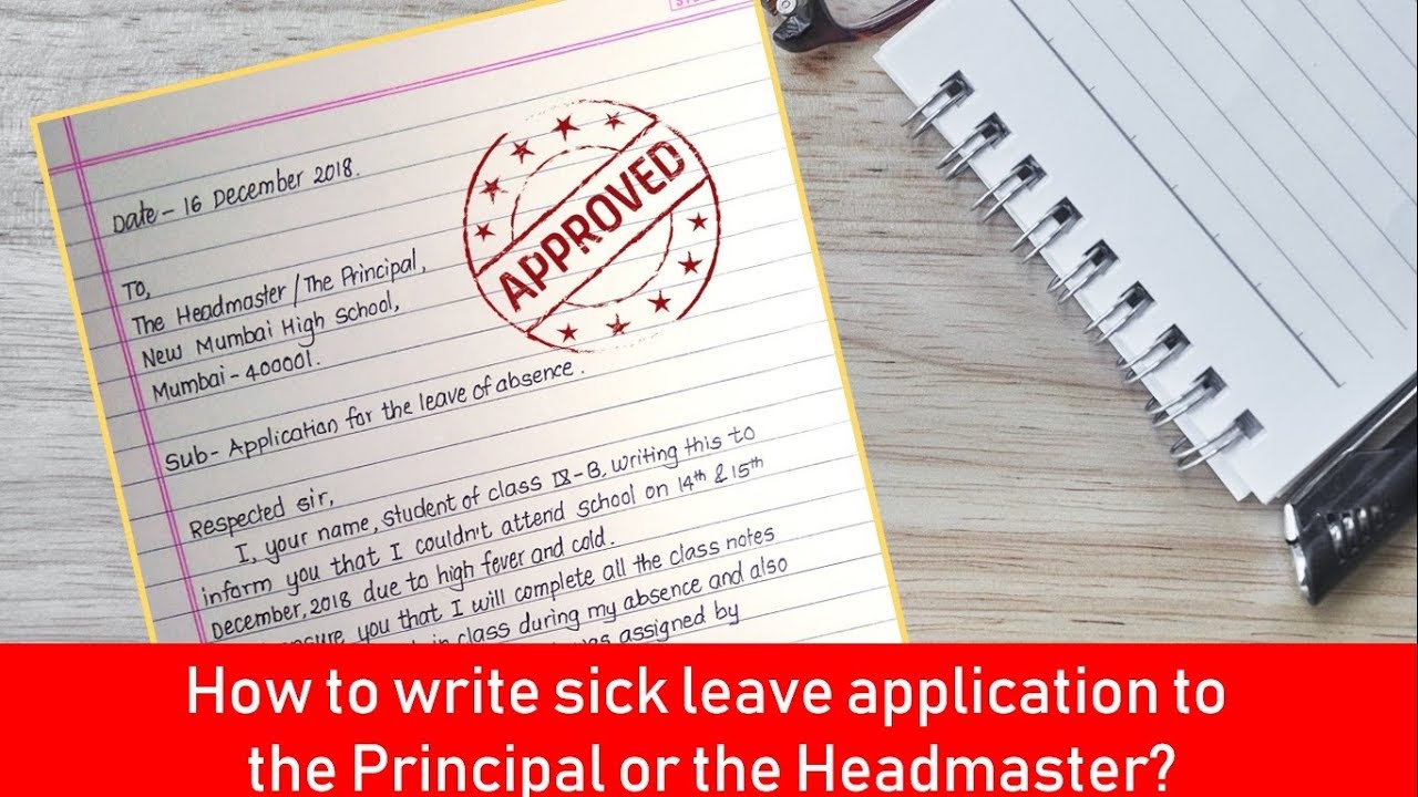 How to write sick leave application to Principal | sick ...