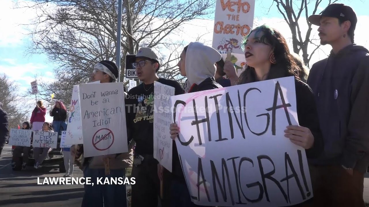 Hundreds attend anti-ICE protest in Lawrence, Kansas