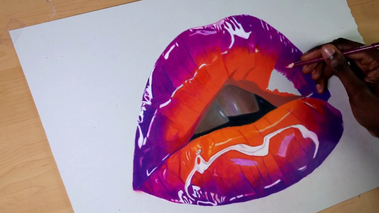 Drawing Lips Progress Snap Shots | Lips drawing, Color splash, Lip art