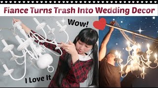 My Fiance Turns Trash Into Wedding Decor | DIY Transformation