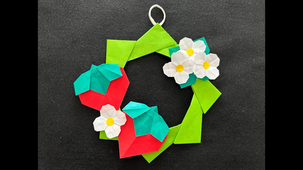 【折り紙】苺　苺のリース　5月　ストロベリー