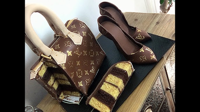 Making a Louis Vuitton purse cake… #pursecake #ediblecake #LV