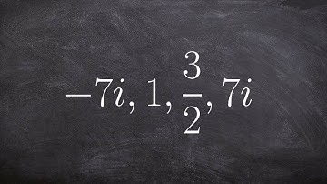 Write the polynomial function given a complex and fraction as zeros