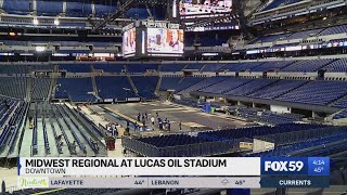 Basketball court takes over Lucas Oil Stadium with 35,000 expected for Sweet 16