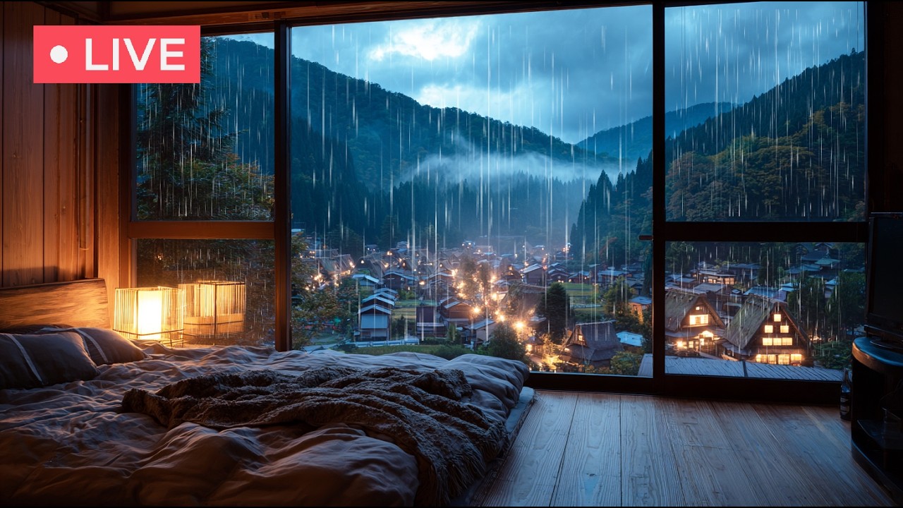 🔴 Live | Rainy Night at the Forest Cabin | Natural White Noise for Rest