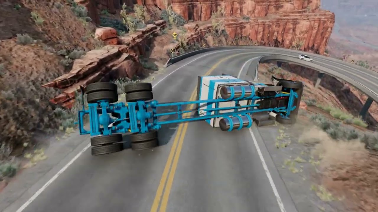 Heavy duty trucks slow motion crashes v/s traffic 3 