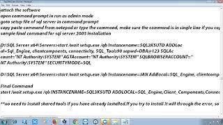 Telugu: Class 19 Install Sql Server 2008 Using Command Prompt