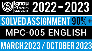 MPC-005 SOLVED ASSIGNMENT 2022-23 | MPC-005 SOLVED ASSIGNMENT 2022-23 IN ENGLISH | MPC-005