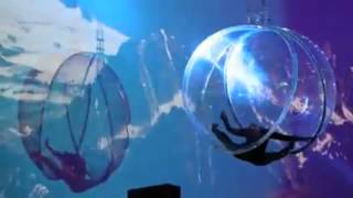 Aerial bubble acrobat act