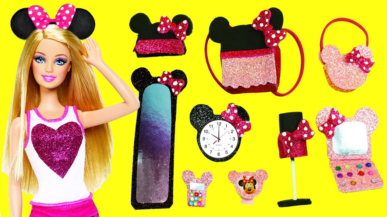 Kosmisch tobben bevind zich 10 DIY MINIATURE Minnie Mouse Barbie DOLL CRAFTS & Accessories -  simplekidscrafts - YouTube