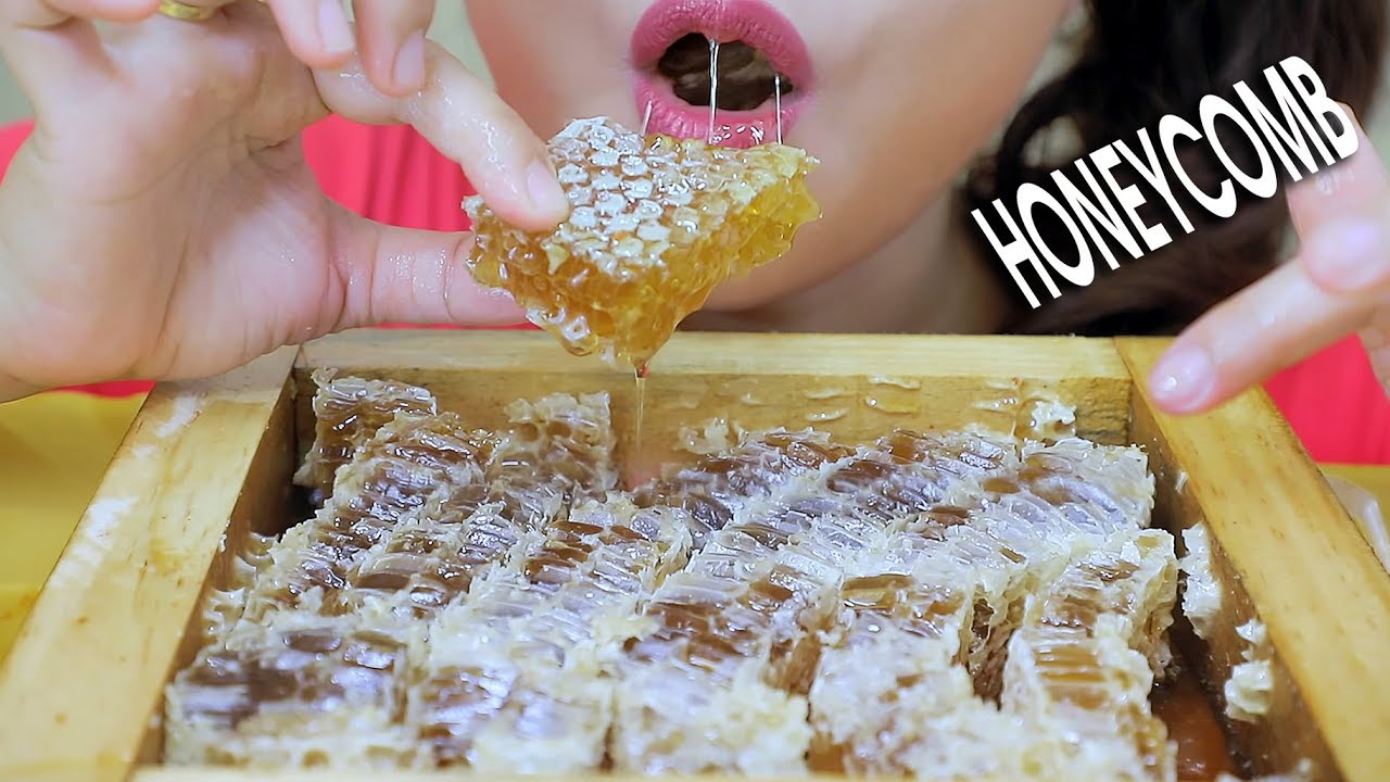 ASMR Mukbang eating Korean Raw Honeycomb, soft sticky eating sound 먹방 | LINH-ASMR