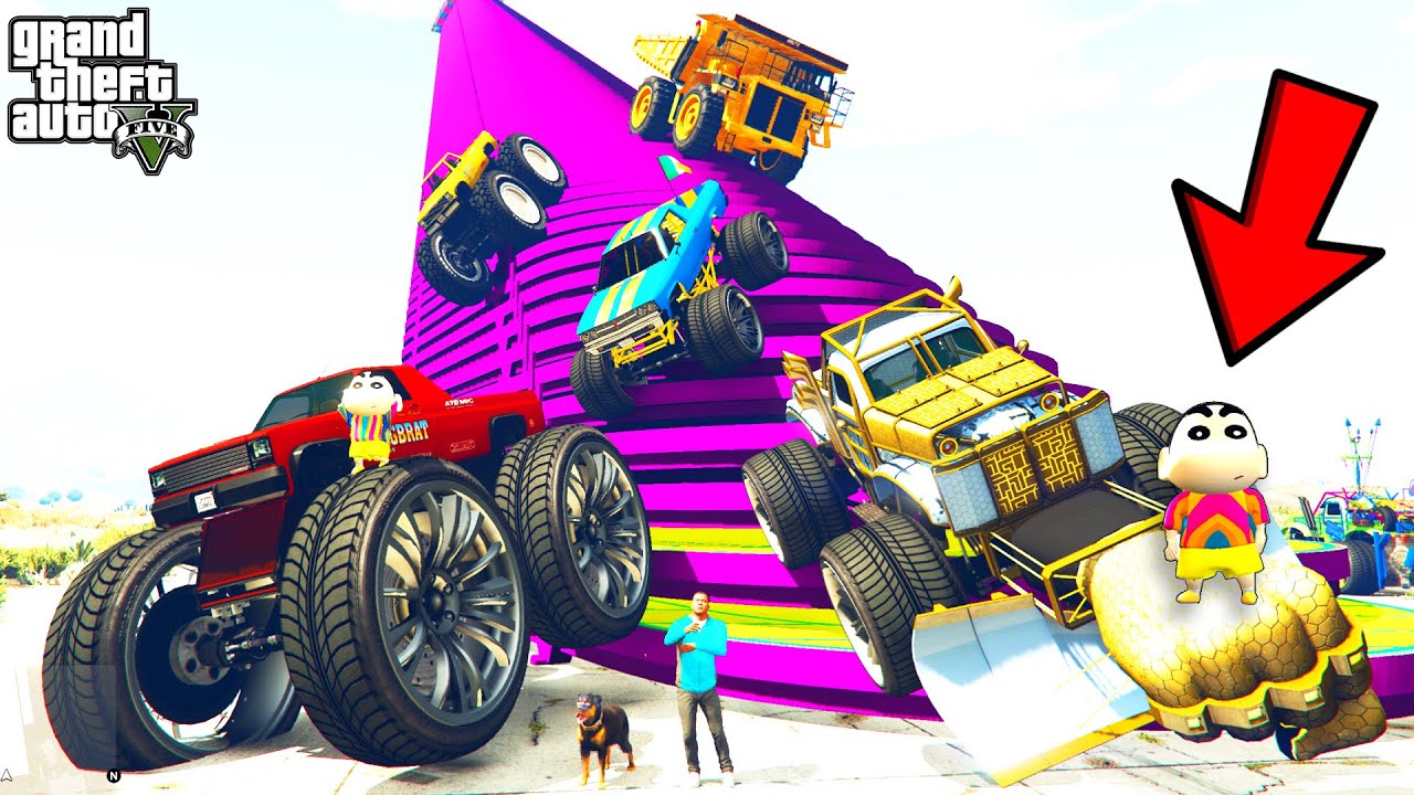 Franklin Testing CARS vs MASSIVE SPEED BUMPS in GTA 5 | SHINCHAN and ...