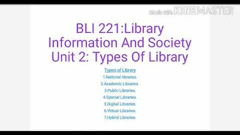 BLI 221 Unit 2 Types of Libraries