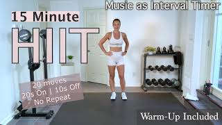 15 Min SWEATY HIIT FOR BEGINNERS | FULL-BODY | NO MATERIAL: MUSIC AS INTERVAL TIMER! + WARMP-UP‼️ screenshot 5