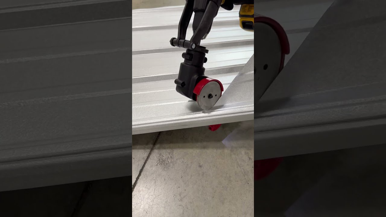 26ga Metal Roofing Angle Cut With The New Malco TurboShear Rotary Panel Cutter