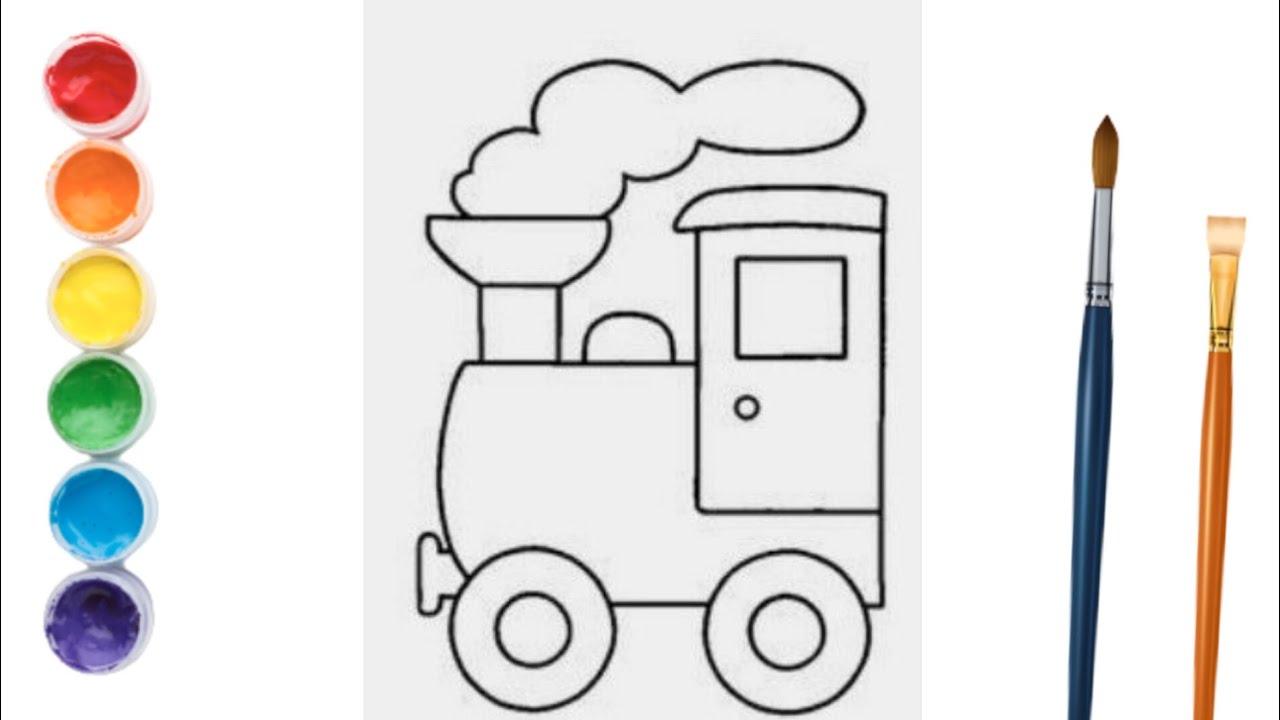 How to draw a train engine train engine drawing for kids YouTube