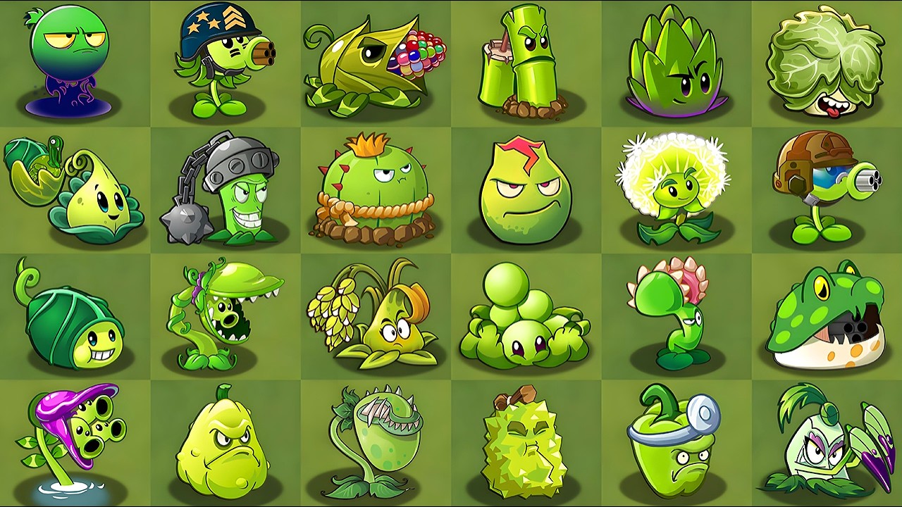 All GREEN Premium Plants Max Level! Vs PvZ 2 Zombies in PvZ 2 Mod Final ...