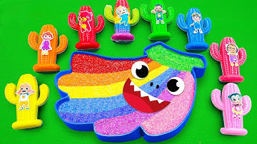 Satisfying ASMR | DIY Making Rainbow Banana Bathtub by Mixing Glitter SLIME in Cactus CLAY Coloring