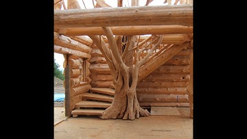 Spectacular ~ Log Stairs with a Tree!