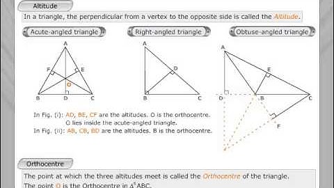 Altitude,Median,Incentre and Circumcentre of a triangle