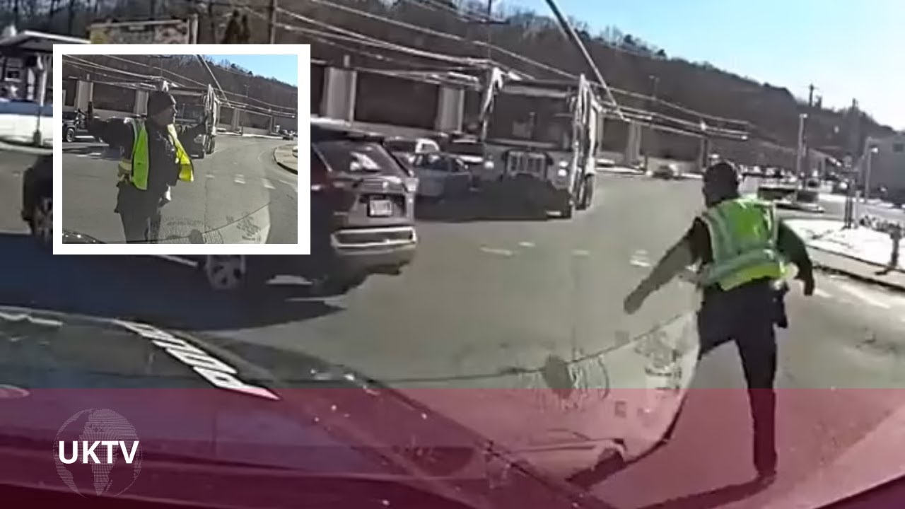 Moment fired CT cop berates woman who 'almost hit' him with car