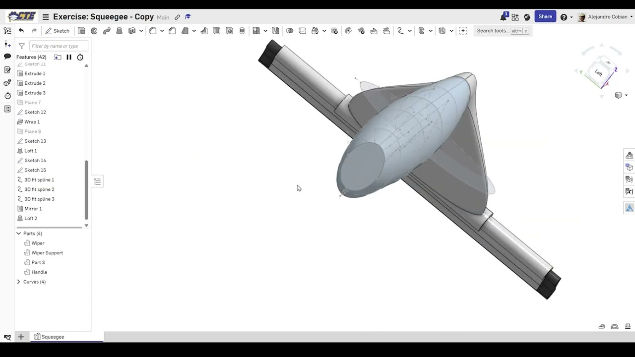 Ракель Onshape (усовершенствованная конструкция деталей)