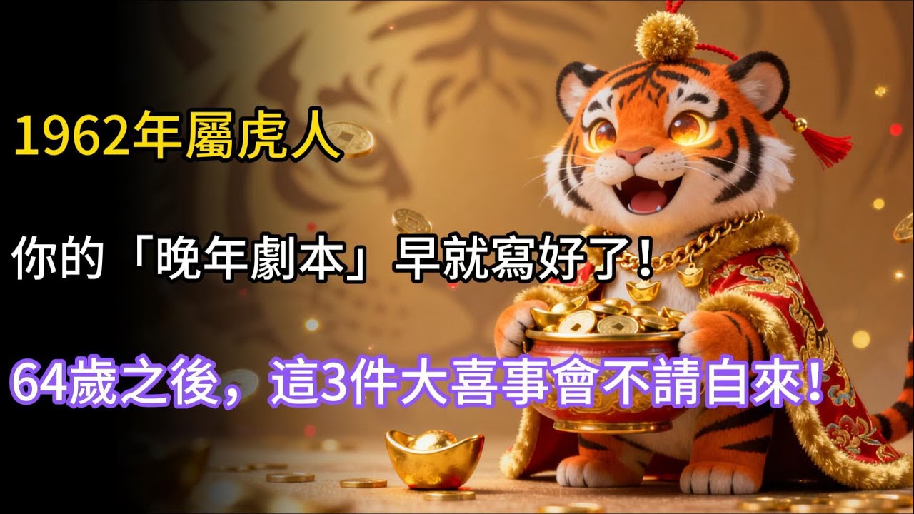 萬萬沒想到！1962年屬虎人，你的「晚年劇本」早就寫好了！64歲之後，這3件大喜事會不請自來！