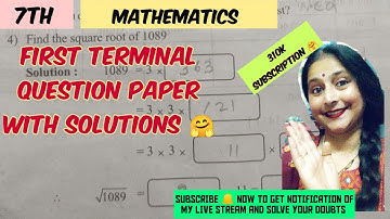 7th Std MATHEMATICS QUESTION PAPER WITH SOLUTIONS 🤗 SUBSCRIBE 🔔 TO GET NOTIFICATION OF LIVE STREAM