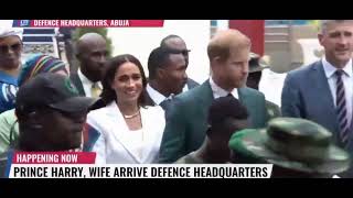 Prince Harry and Meghan - honoured as they arrive at the Defence Headquarters- Nigeria. #royalnews