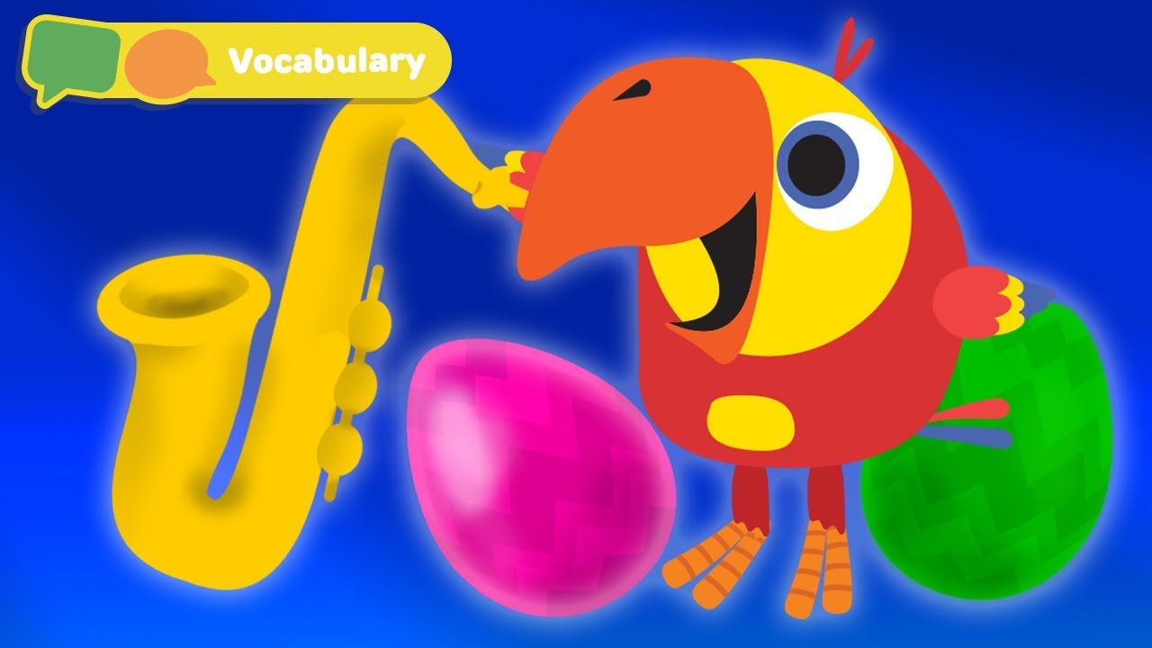 Download Baby First Words w Larry The Bird - musical instruments  | Toddler Learning Video | First University