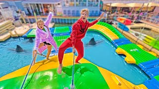 LAST TO LEAVE BIGGEST INFLATABLE WATERPARK WINS!!