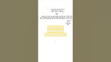 INTERVIEW SCHEDULE UPPSC AE 2021