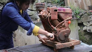 修复废弃30年的风冷柴油机，里里外外都破了Restoration of a 30-year-old air-cooled diesel engine | 林果儿