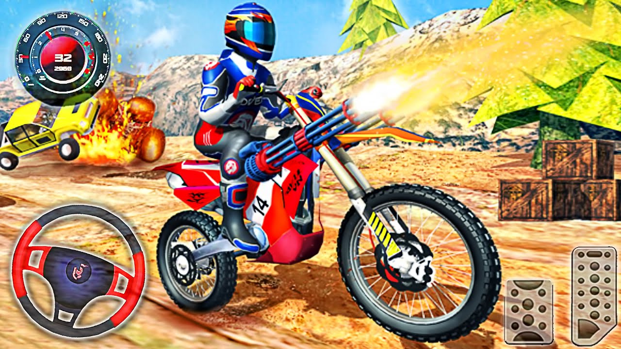 Bike Shooting Game - Motocross Dirt Bike Racing Sim - Best Android GamePlay