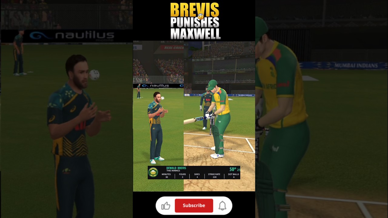😱Бревис наказывает Максвелла в Real Cricket 24 | Бревис отбивает в матче 24-го тура чемпионата Ав...