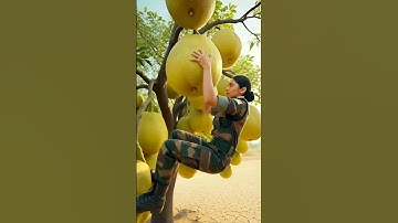 The army girl saved the drying jackfruit tree by pouring water on it | #ai #plants #water #save