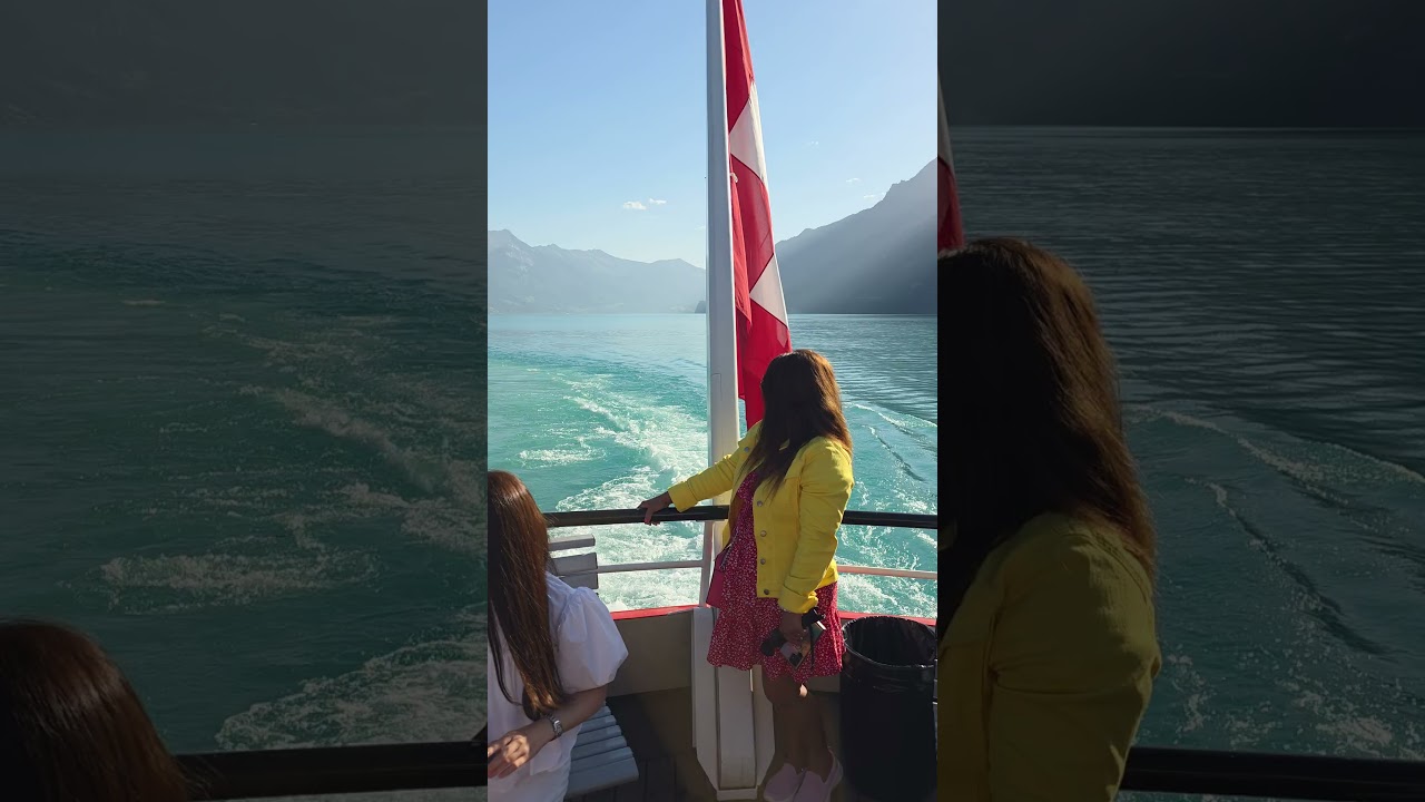 Swiss flag captured on our Lake Brienz cruise, Switzerland.
