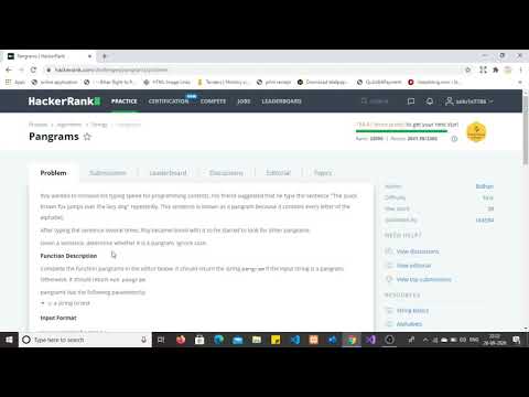 Solve Pangrams Problem on hacker rank using C#