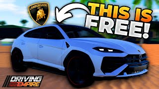 *FREE* LAMBORGHINI *LICENSED* CAR In Driving Empire! (Roblox)