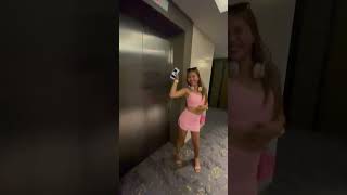 Dancing cute Filipina at the Elevator
