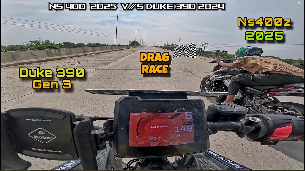 2025 pulsar Ns400z vs Duke390 Gen 3 Drag Race | Ns400z New Record 😱