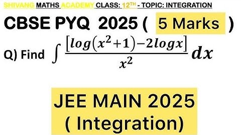Q) Integration ∫ (√(𝑥^2+1) [lo𝑔(𝑥^2+1)−2log𝑥])/𝑥^2  𝑑𝑥 #maths #cbse #maths #cbse2026 #cbse2024 #cbse