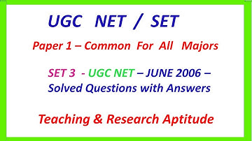 NTA NET | UGC NET Paper 1 | NET JUNE 2006 Solved Questions & Answers | Teaching & Research Aptitude