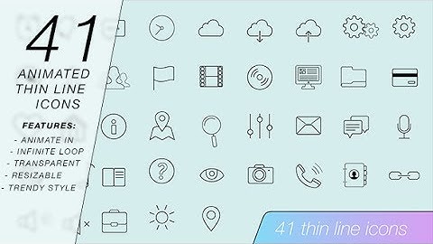 41 Thin Line Animated Icons After Effects Template Project